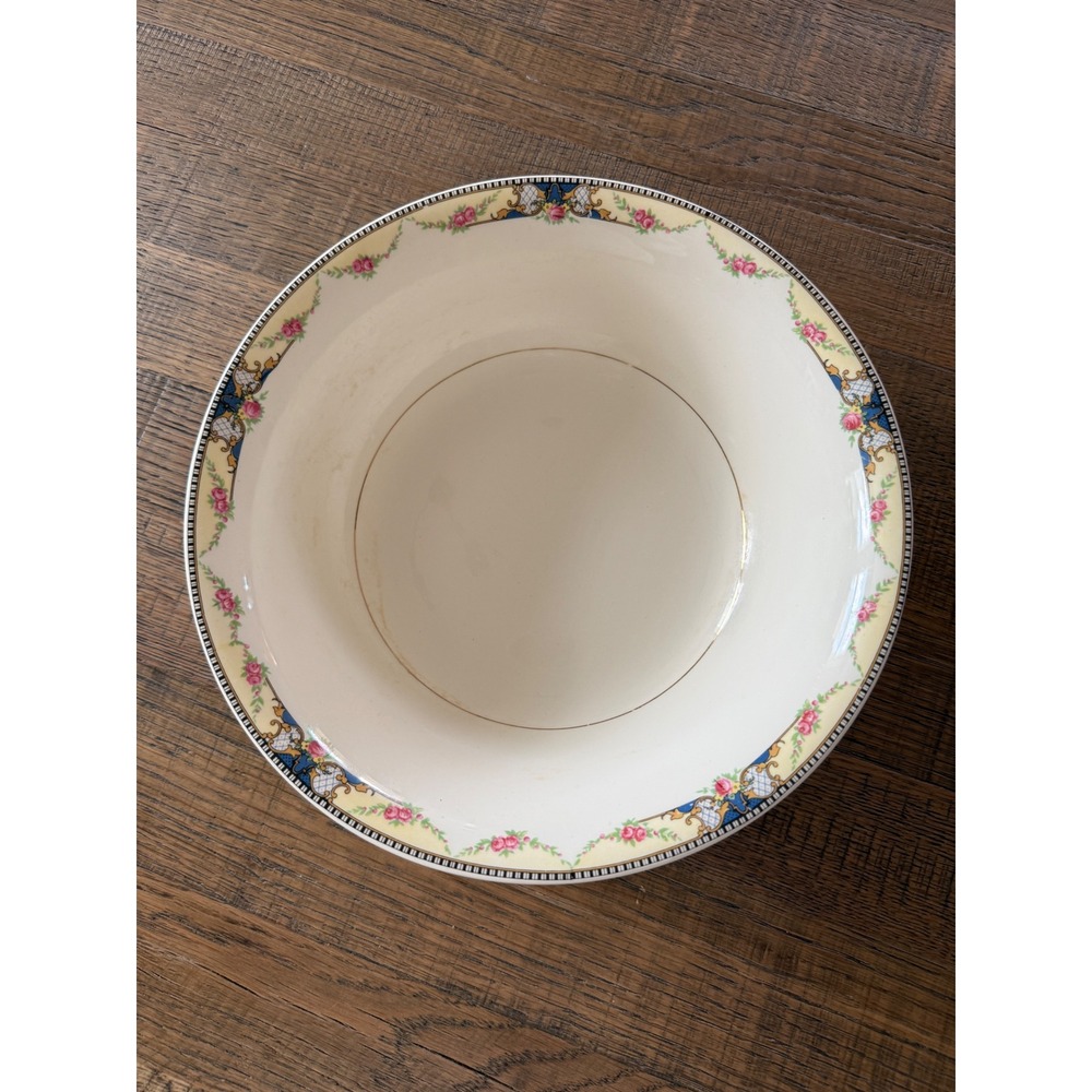 Universal Cambridge Camwood Ivory Floral Serving Bowl 22K Gold Trim 10 Inch